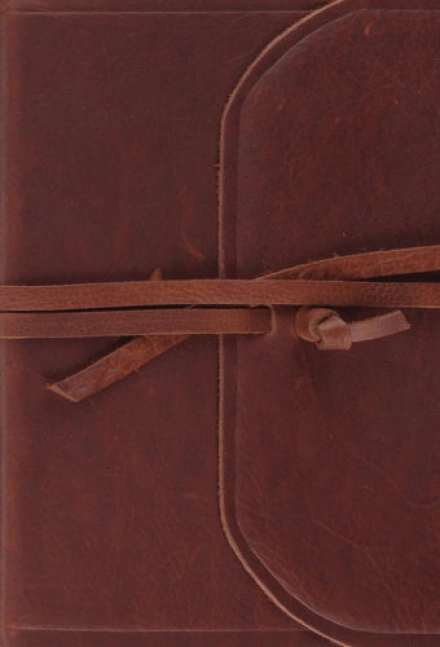 ESV Large Print Compact Bible Natural Leather Flap with Strap