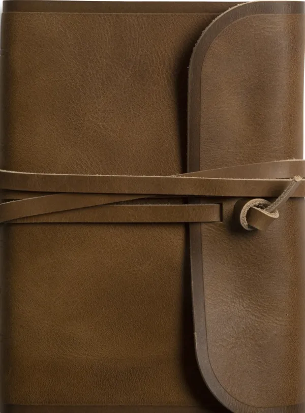 ESV Large Print Compact Bible, Red Letter, Natural Leather, Brown, Flap with Strap