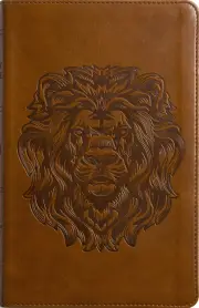 ESV Thinline Bible, Red Letter, TruTone, Brown, Royal Lion Design