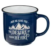 Desires of Your Heart Blue Ceramic Camp Style Mug